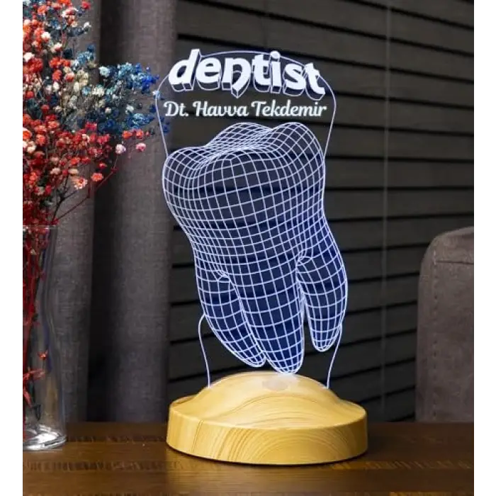 Diş Hekimi Temalı 3D LED Lamba, Diş Doktoruna