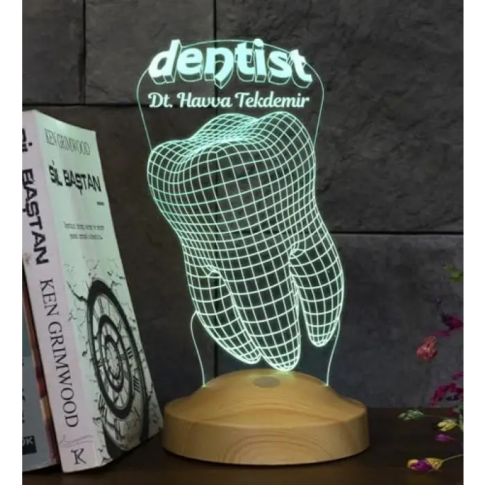 Diş Hekimi Temalı 3D LED Lamba, Diş Doktoruna