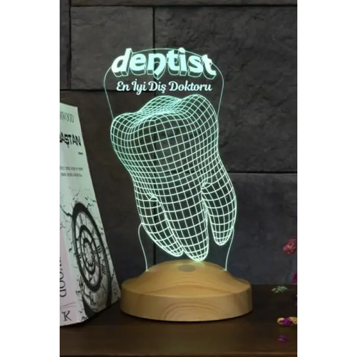 Diş Hekimi Temalı 3D LED Lamba, Diş Doktoruna