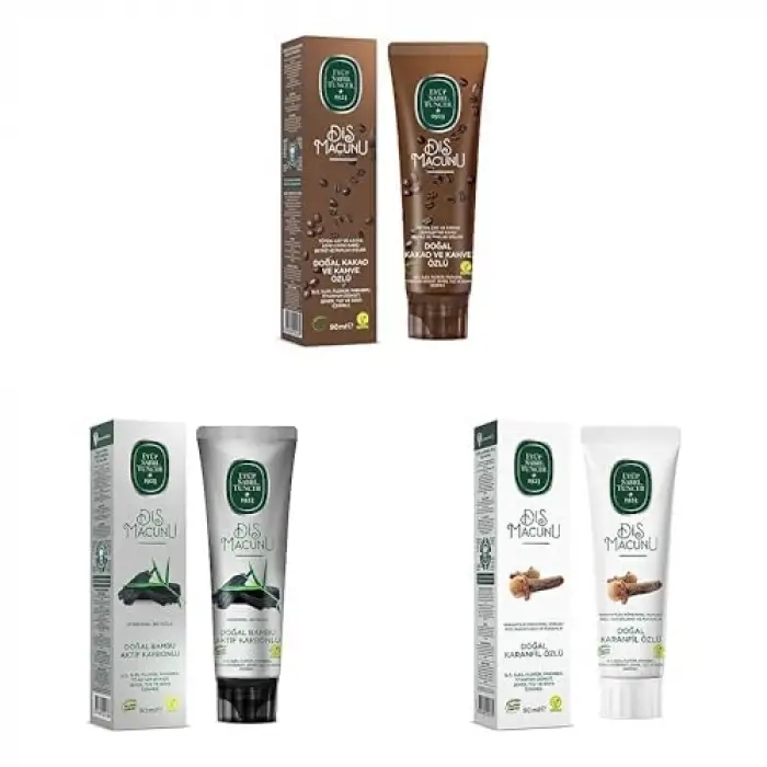 Diş Macunu 90 ml 3lü Set (Karanfil - Bambu - Kakao)