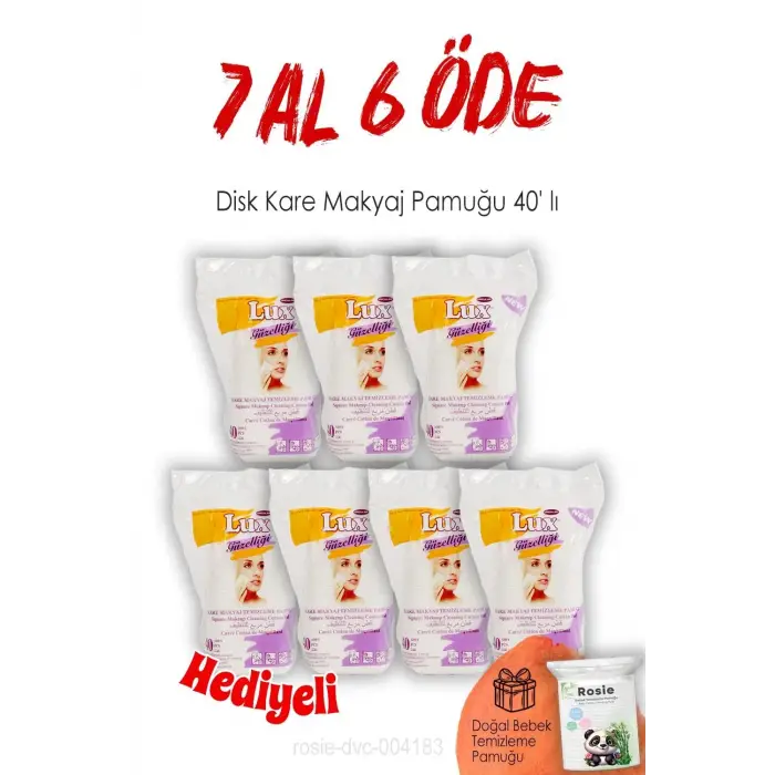 Disk Kare Makyaj Pamuğu 40 lı 7 AL 6 ÖDE ve ROSIE