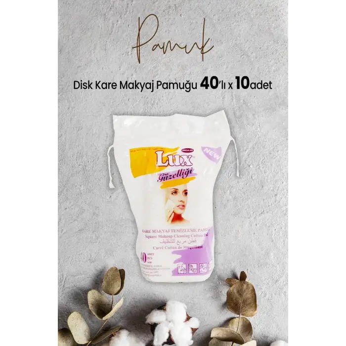 Disk Kare Makyaj Pamuğu 40 lı x 10 Adet