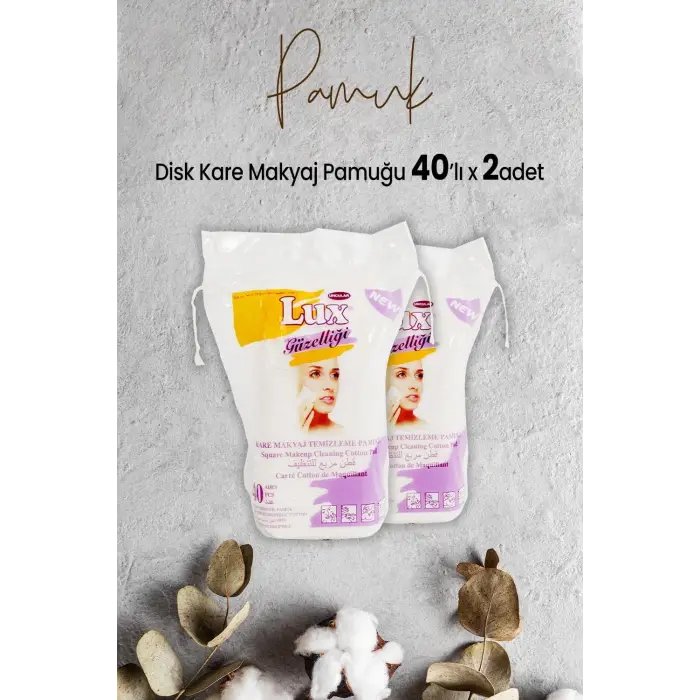 Disk Kare Makyaj Pamuğu 40lı x 2 Adet