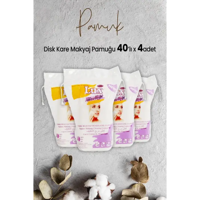 Disk Kare Makyaj Pamuğu 40lı x 4 Adet