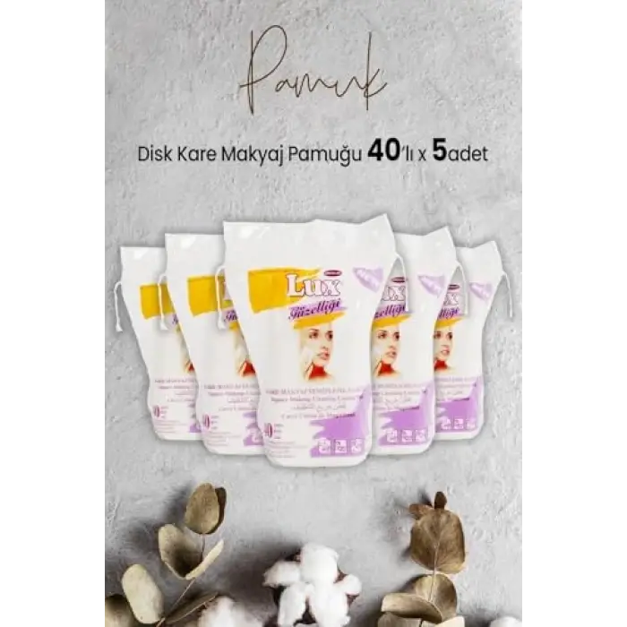 Disk Kare Makyaj Pamuğu 40 lı x 5 Adet