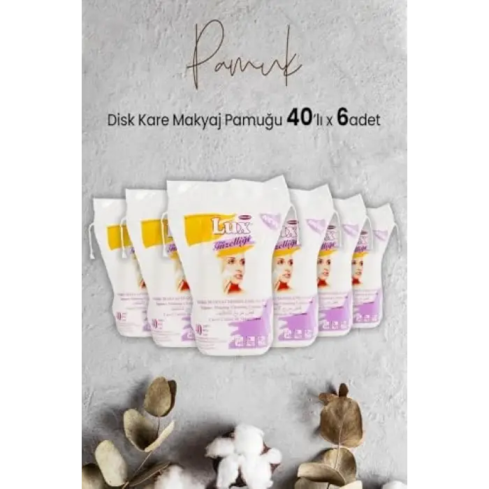 Disk Kare Makyaj Pamuğu 40 lı x 6 Adet
