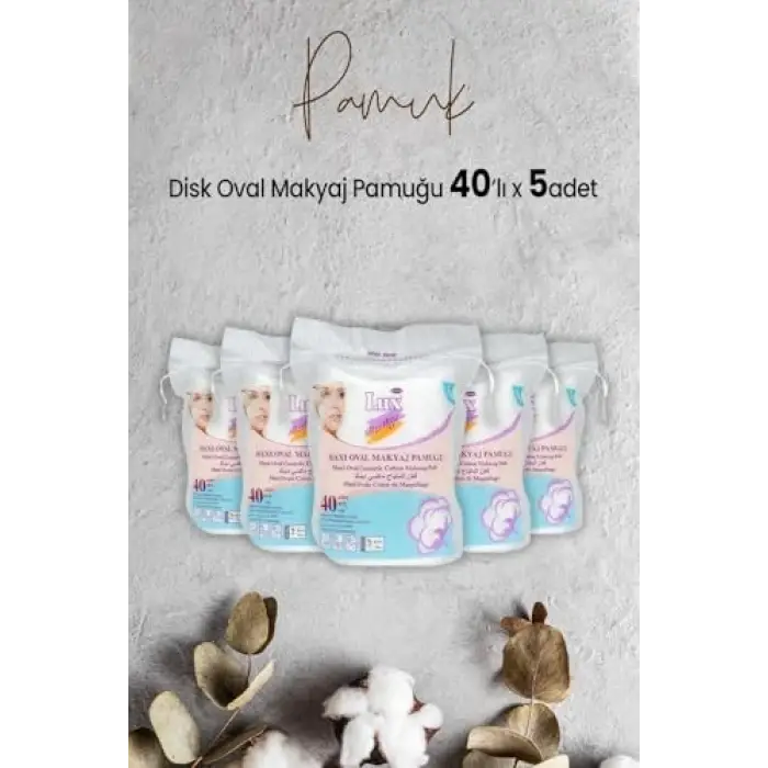 Disk Oval Makyaj Pamuğu 40 lı x 5 Adet