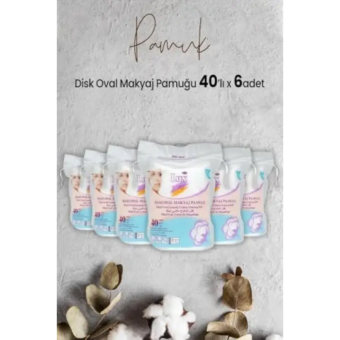 Disk Oval Makyaj Pamuğu 40 lı x 6 Adet