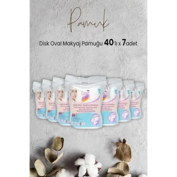 Disk Oval Makyaj Pamuğu 40lı x 7 Adet