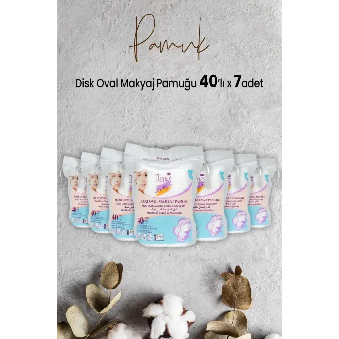 Disk Oval Makyaj Pamuğu 40lı x 7 Adet