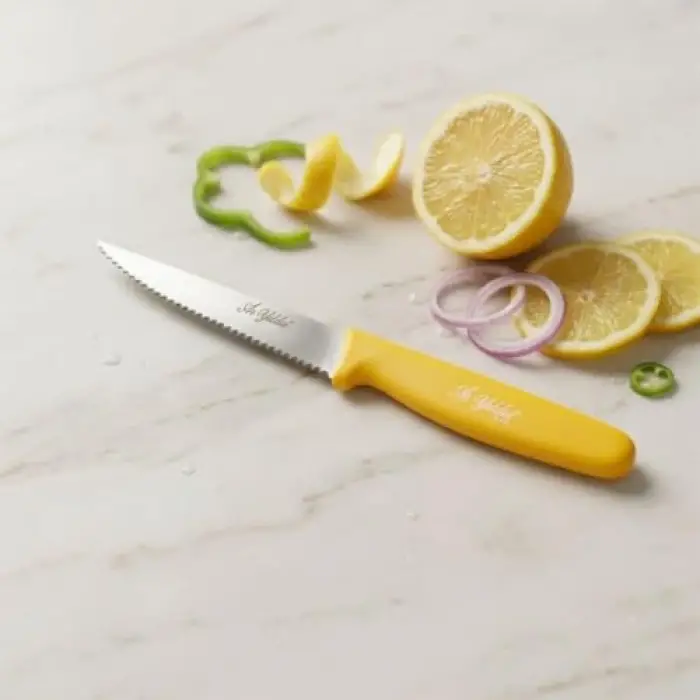 Dişli Sebze Bıçağı 11 Cm Sarı Saplı Mutfak Bıçağı