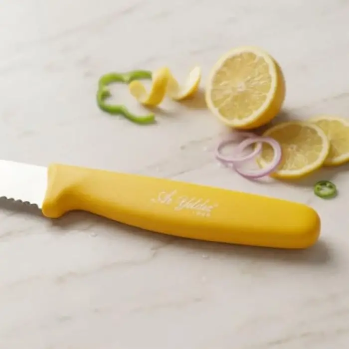 Dişli Sebze Bıçağı 11 Cm Sarı Saplı Mutfak Bıçağı