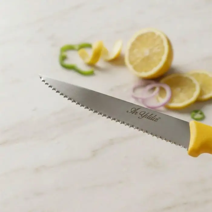Dişli Sebze Bıçağı 11 Cm Sarı Saplı Mutfak Bıçağı