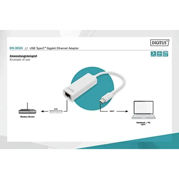 DN-3024 Usb Type-C Gigabit Ethernet Adaptörü