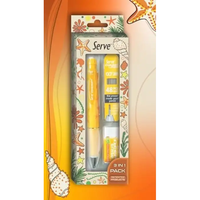 Doğa Desenli Deep Kalem, Deep Silgi ve Deep Min, 0.7 mm, Hardal Sarısı