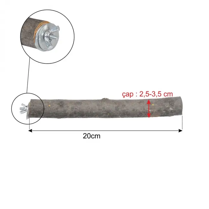 Doğal Ağaç Papağan Tüneği, 20 cm