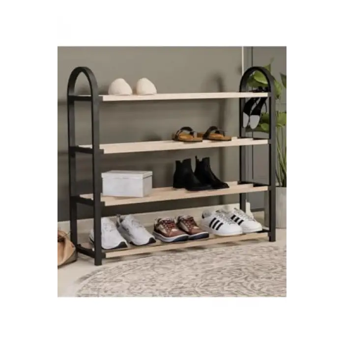 Doğal Ahşap 4 Katlı Raf Ünitesi