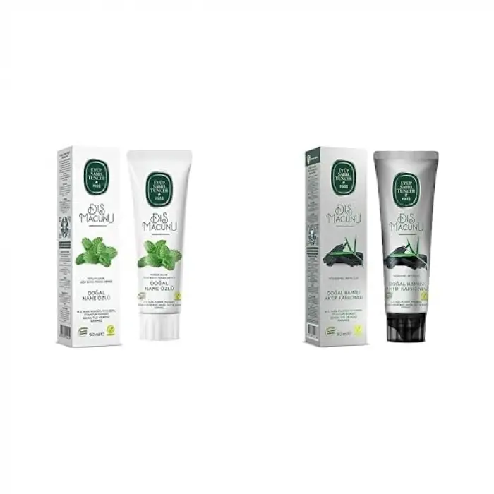 Doğal Diş Macunu Seti (Nane + Bambu Karbonlu, 2x90 ml)