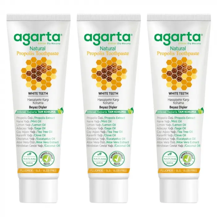 Doğal Propolisli Florürsüz Diş Macunu 100 ml x 3 Adet