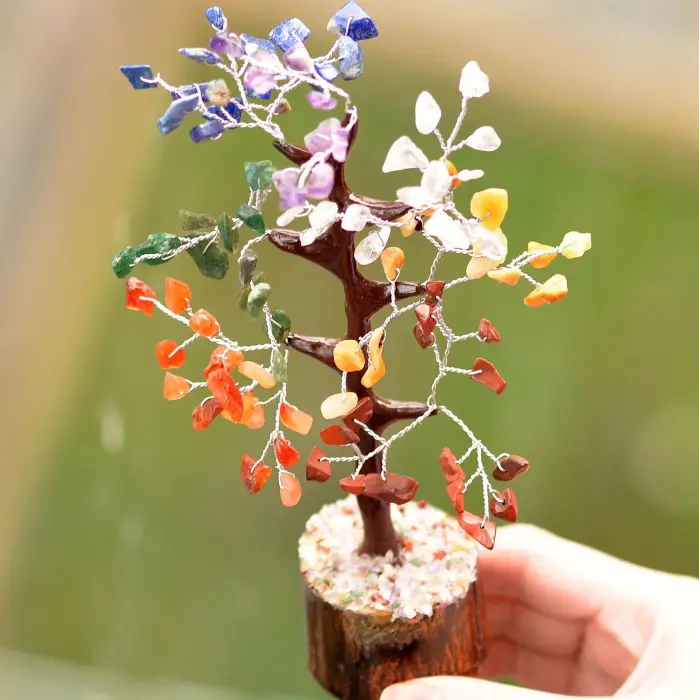 Doğal Taş Çakra Ağaç; 20 cm