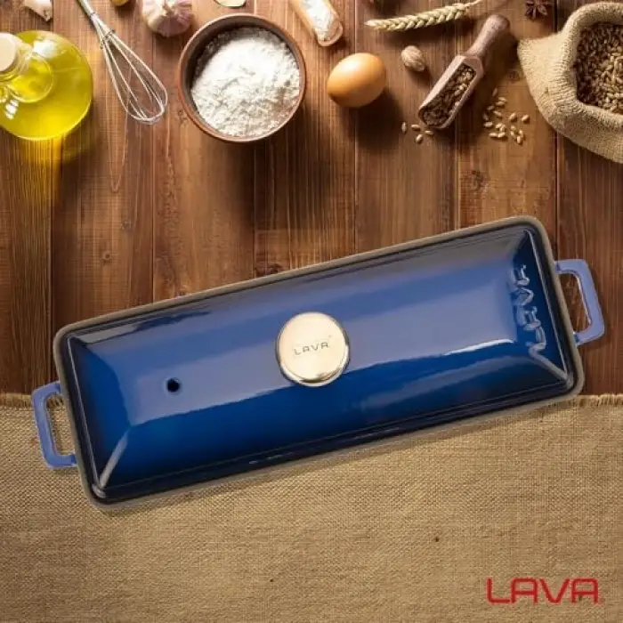 Döküm Ekmek Kabı/Terrine, 11x29 cm, Mavi