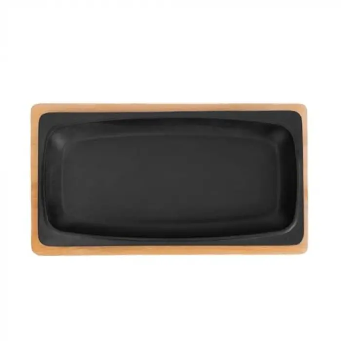 Döküm Servis Tabağı, 30x15 cm Ahşap Altlı - LV AS 172