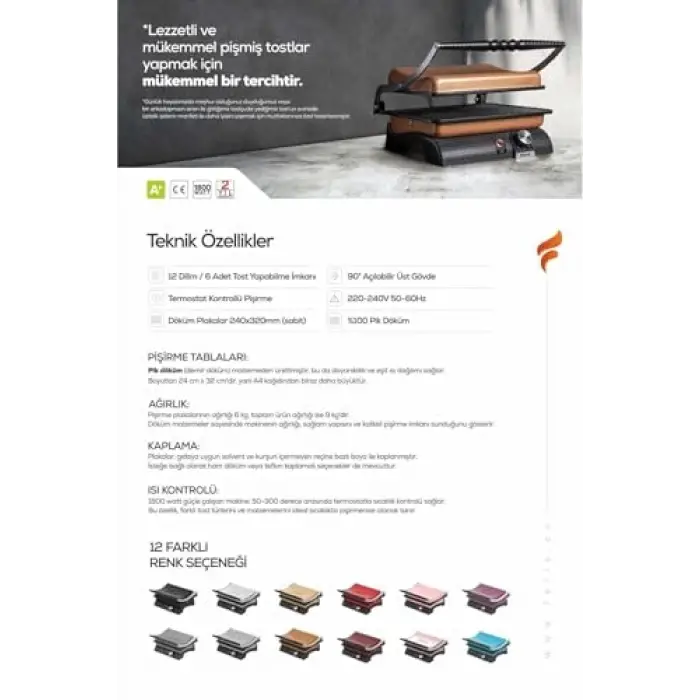 Döküm Tost Makinesi Siyah