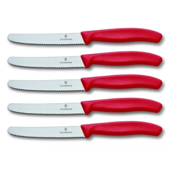 Domates bıçağı, ekmek bıçağı, sofra bıçağı seti, 5 parça, Swiss Classic (siyah)