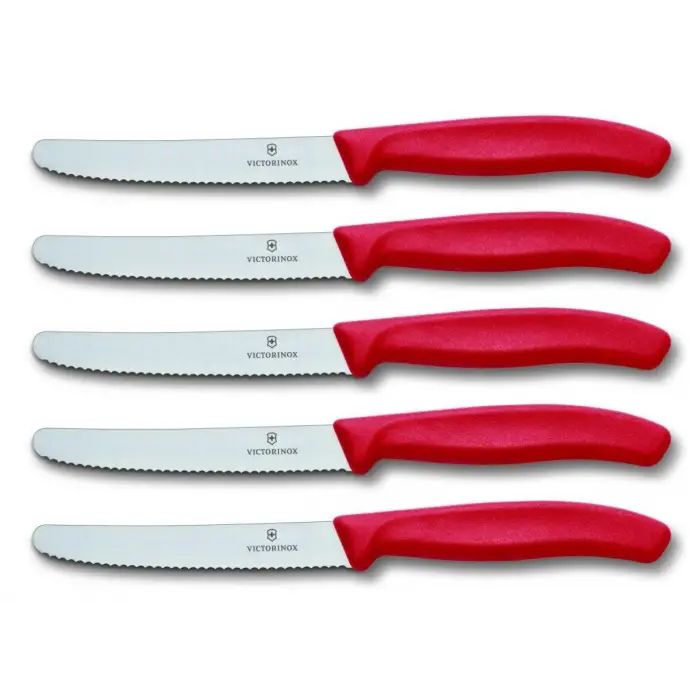 Domates bıçağı, ekmek bıçağı, sofra bıçağı seti, 5 parça, Swiss Classic (siyah)
