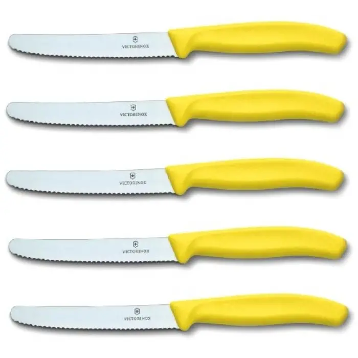 Domates bıçağı, ekmek bıçağı, sofra bıçağı seti, 5 parça, Swiss Classic (siyah)
