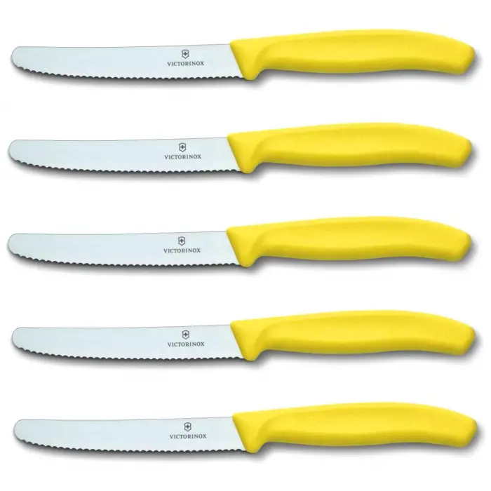 Domates bıçağı, ekmek bıçağı, sofra bıçağı seti, 5 parça, Swiss Classic (siyah)