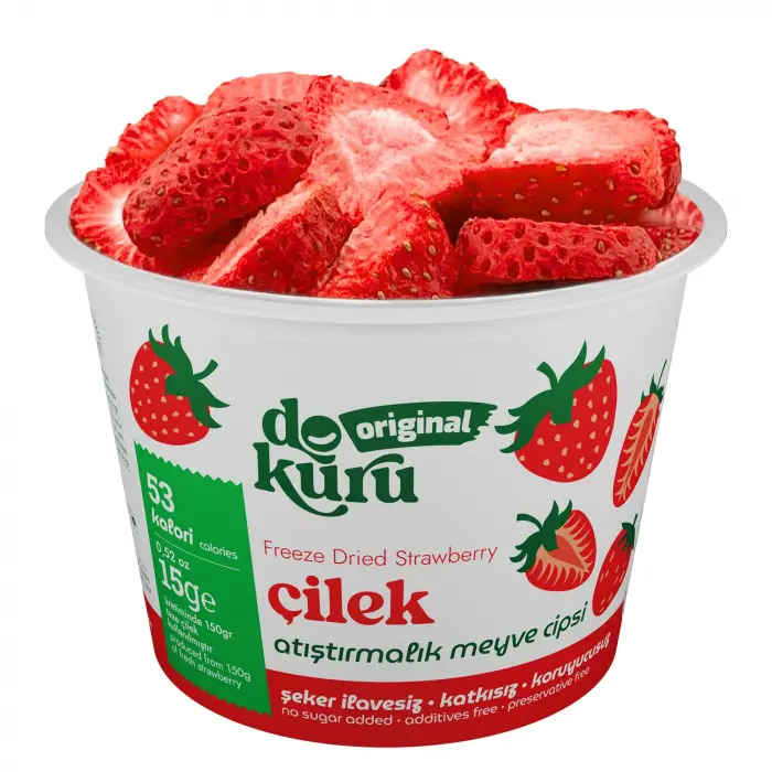 Dondurularak kurutulmuş çilek meyve cipsi, 15 g