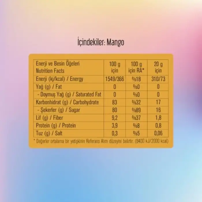 Dondurularak Kurutulmuş Mango 20 g