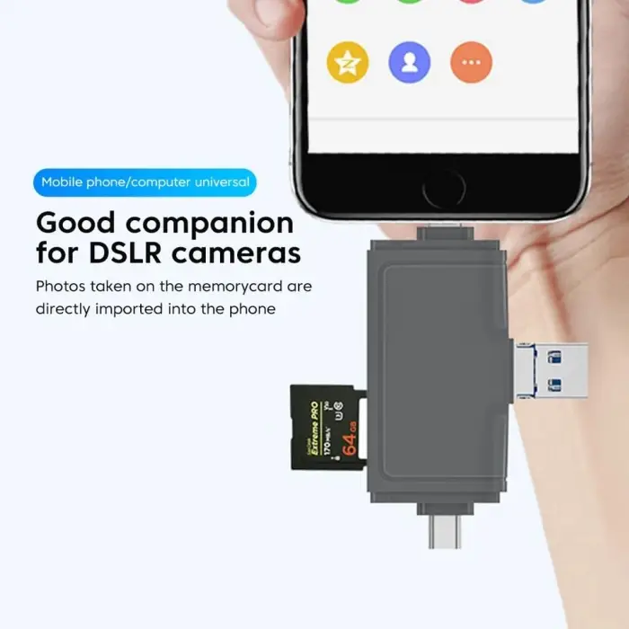 Dönüştürücü, Kyrotech 7İN1 Micro Usb, Type C, Apple İphone 15,14,13,12,11 Pro, Pro Max Uyumlu, Multi, Kart Okuyucu, Otg, SD TF Usb