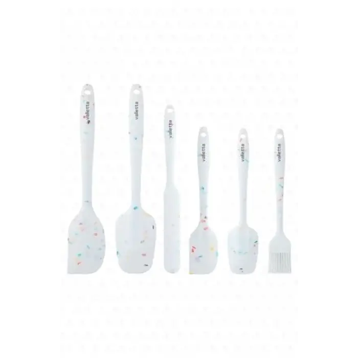 DRONGO 6LI SPATULA SET BEYAZ RENKLİ NOKTALI