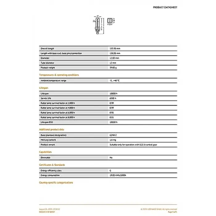 Dulux D 18/827 2P Plc Ampul 2700K