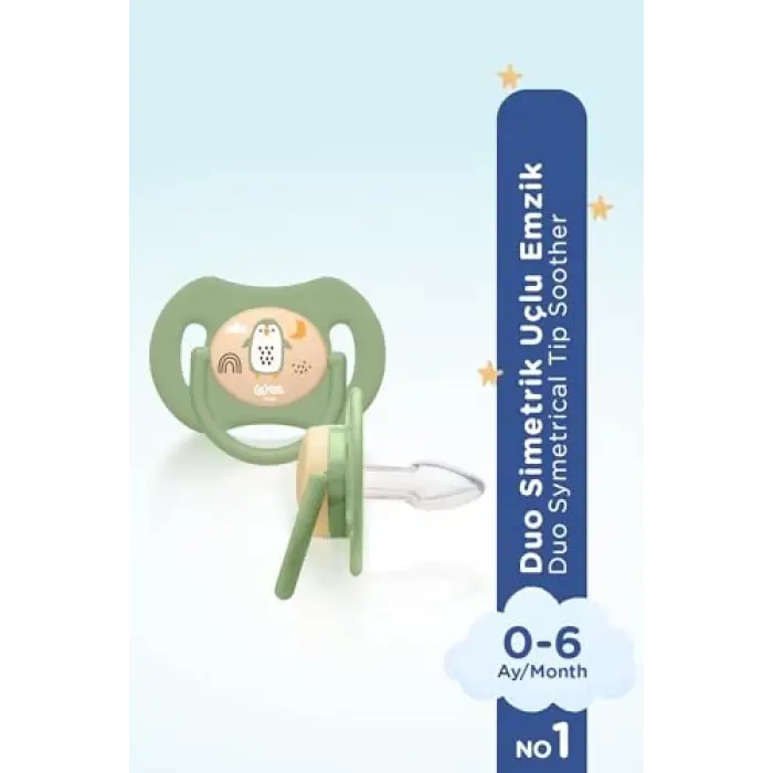 Duo Simetrik Uçlu Silikon Emzik 0-6 Ay