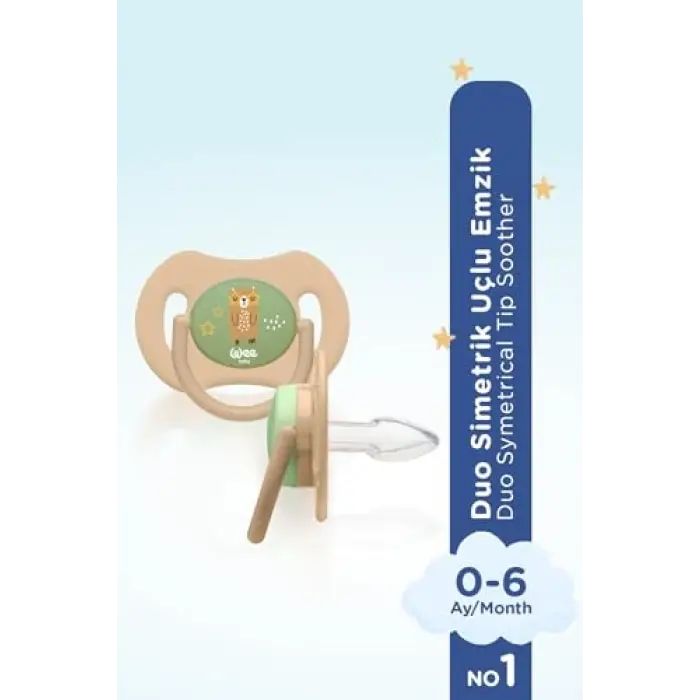 Duo Simetrik Uçlu Silikon Emzik 0-6 Ay