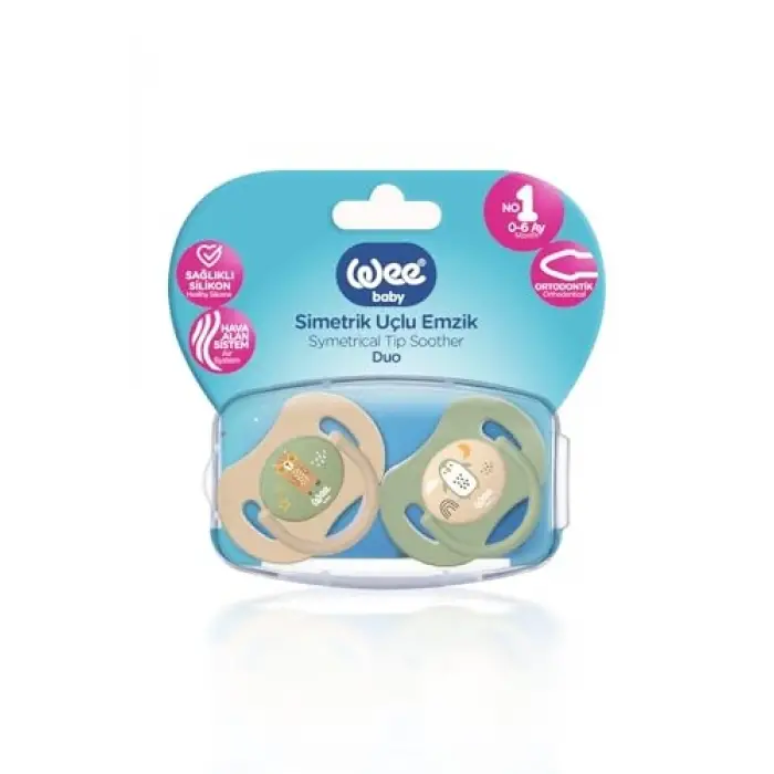 Duo Simetrik Uçlu Silikon Emzik 0-6 Ay