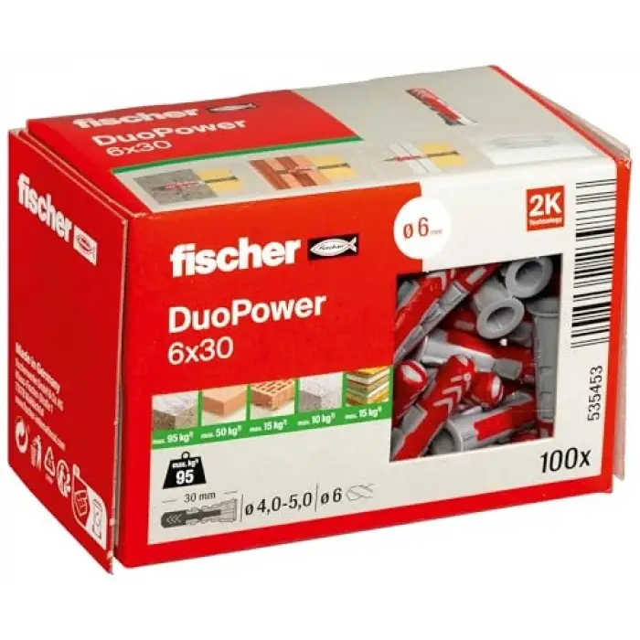 Duopower 6x30 Dübel, 100 adet