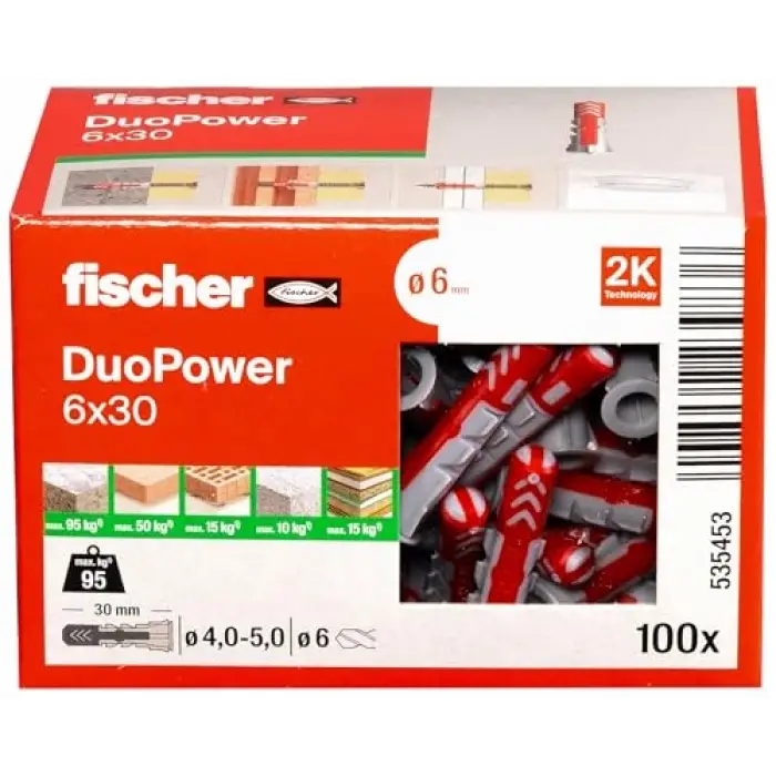 Duopower 6x30 Dübel, 100 adet