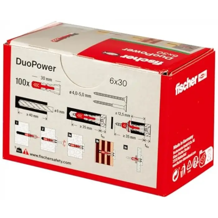 Duopower 6x30 Dübel, 100 adet