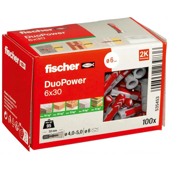 Duopower 6x30 Dübel, 100 adet
