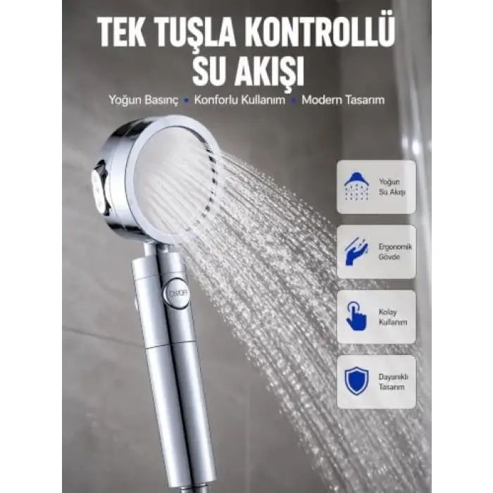 Duş Başlığı, Masaj ve Yağmur Modlu Su Tasarruflu
