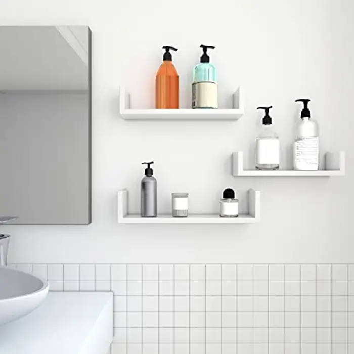 Duvar Rafları, 3lü Set, U Şeklinde Yüzer Raflar, Mdf, Beyaz, Lws40Wt