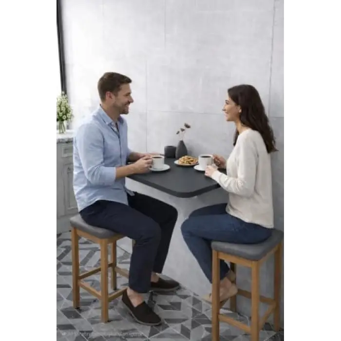 Duvara Monte Katlanır Masa Sabit Raflı Antrasit, Modern Görünüm