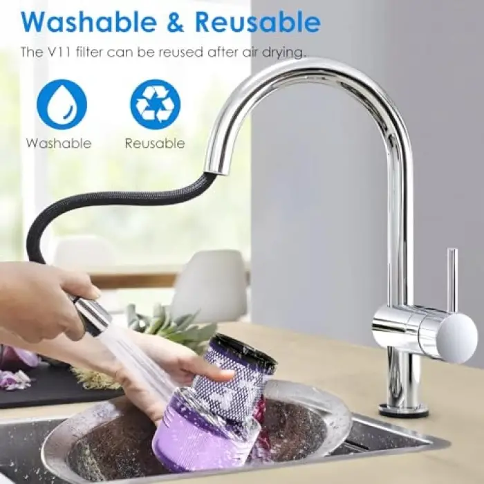 Dyson V12 için filtre, Dyson V12 Detect Slim Absolute Filter Total Clean Extra Fluffy Motorhead Complete akülü elektrikli süpürge, yıkanabilir filtre, yedek no. 971517-01,2 adet