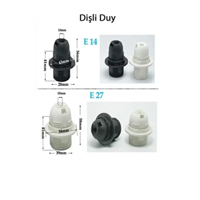 E14 Beyaz Dişli Duy - Avize Duy, Abajur Duy,Masa Lambası Duy