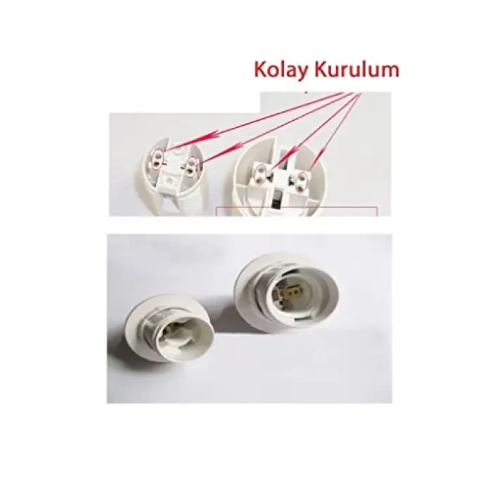 E14 Beyaz Dişli Duy - Avize Duy, Abajur Duy,Masa Lambası Duy