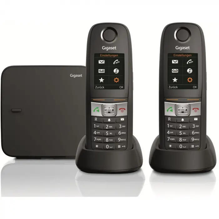 E630 A + E630H Duo AB Siyah Kablosuz sabit hat Analog telefon DECT